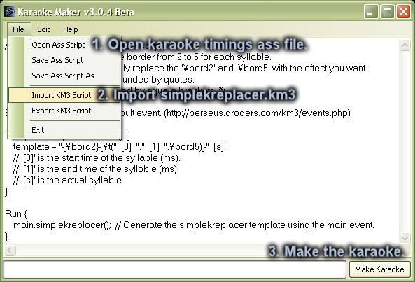 Karaoke Maker 3's simple k replacer script.